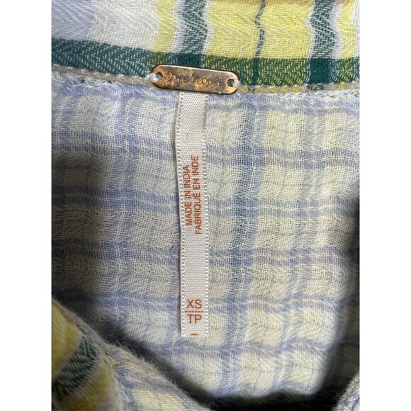 Free People Womens Guys Button Up Shirt Gray Green and yellow Size XS - Picture 5 of 11
